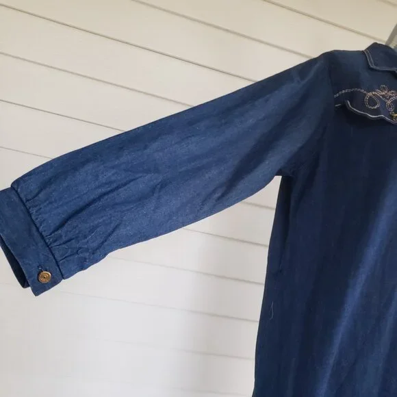Vintage 70s/early 80s Union Made Forever Young long denim shirt dress western - Picture 7 of 9